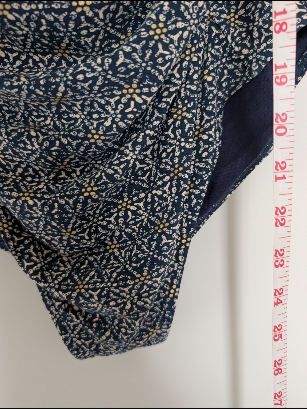 Bond Eye Australia Size 8 One Piece Swimsuit Navy Gold Patterned Ruched Stomach - Picture 8 of 9
